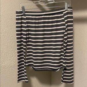 SHEIN Black and White Striped Long Sleeve Top